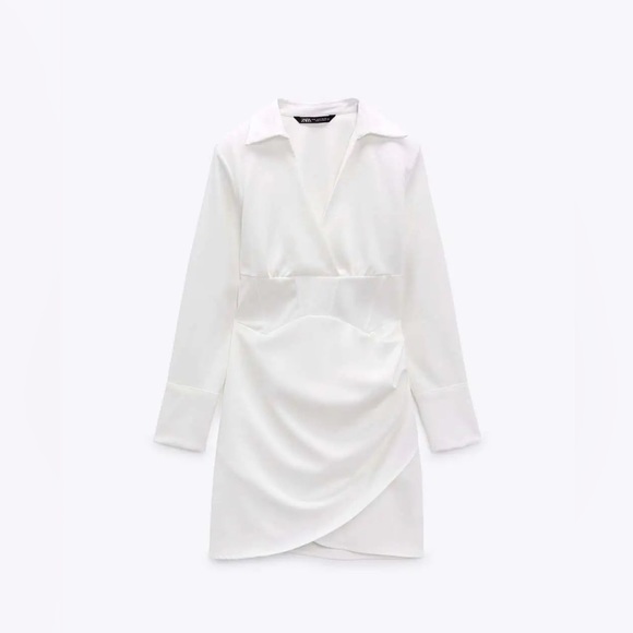 Zara white dress wedding bridal shower corset mini long sleeve - Picture 5 of 9